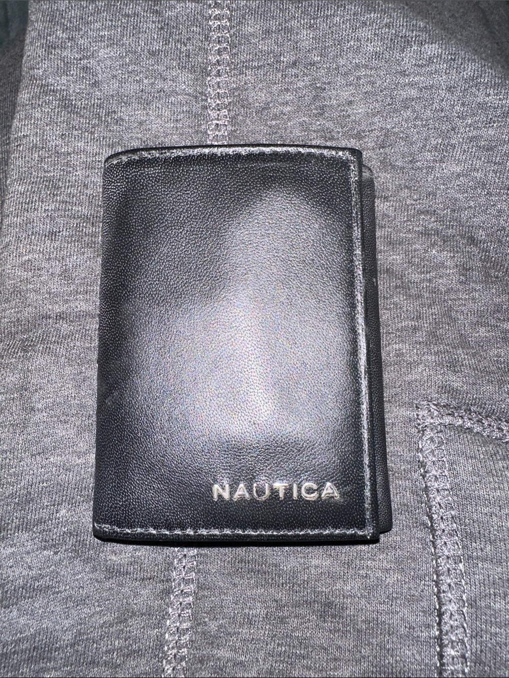 Nautica Black Leather Trifold Card Wallet NWT